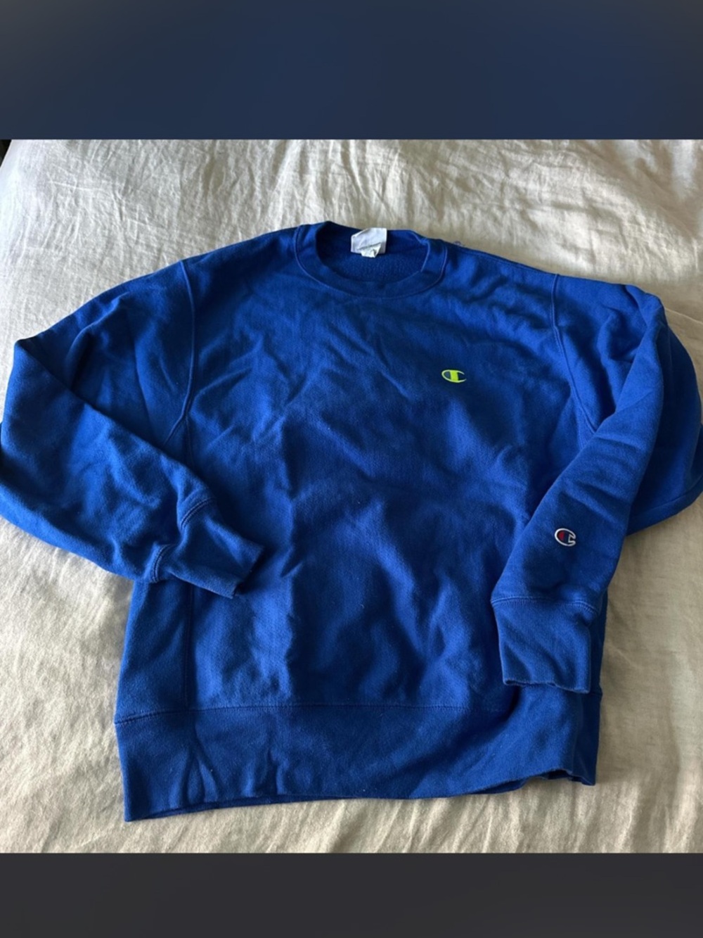 custom blue champion sweater